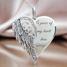 A Piece of My Heart Has Wings Angel Heart Memorial Pendant Keepsake Necklace