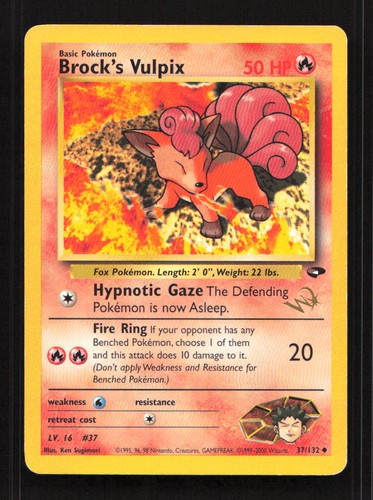 Brock's Vulpix - 37/132 - Wizard's Stamped - Gym Challenge - Pokemon TCG Card - Picture 1 of 2