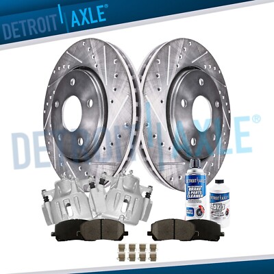 8pc Front Drilled Brake Rotor Pad Caliper Kit for 2001-2007 Toyota Highlander
