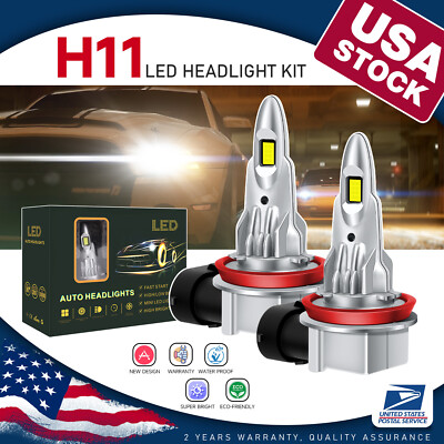 Canbus H11 CSP LED Headlight Bulbs White Low Beam Conversion Kit 6000K Bright