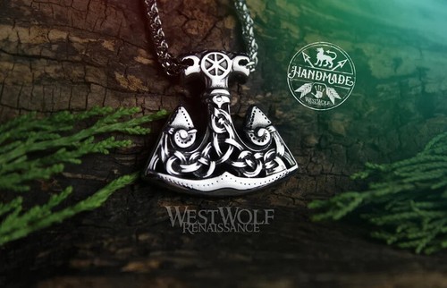Slavic Axe of Perun Pendant with Stainless Steel 24 Inch Chain - Viking/Norse/Ax