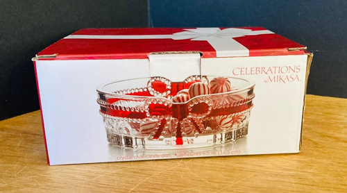 Mikasa Ruby Ribbons Crystal Celebrations Red Bow Candy Trinket Dish Holiday BNIB - Picture 11 of 11