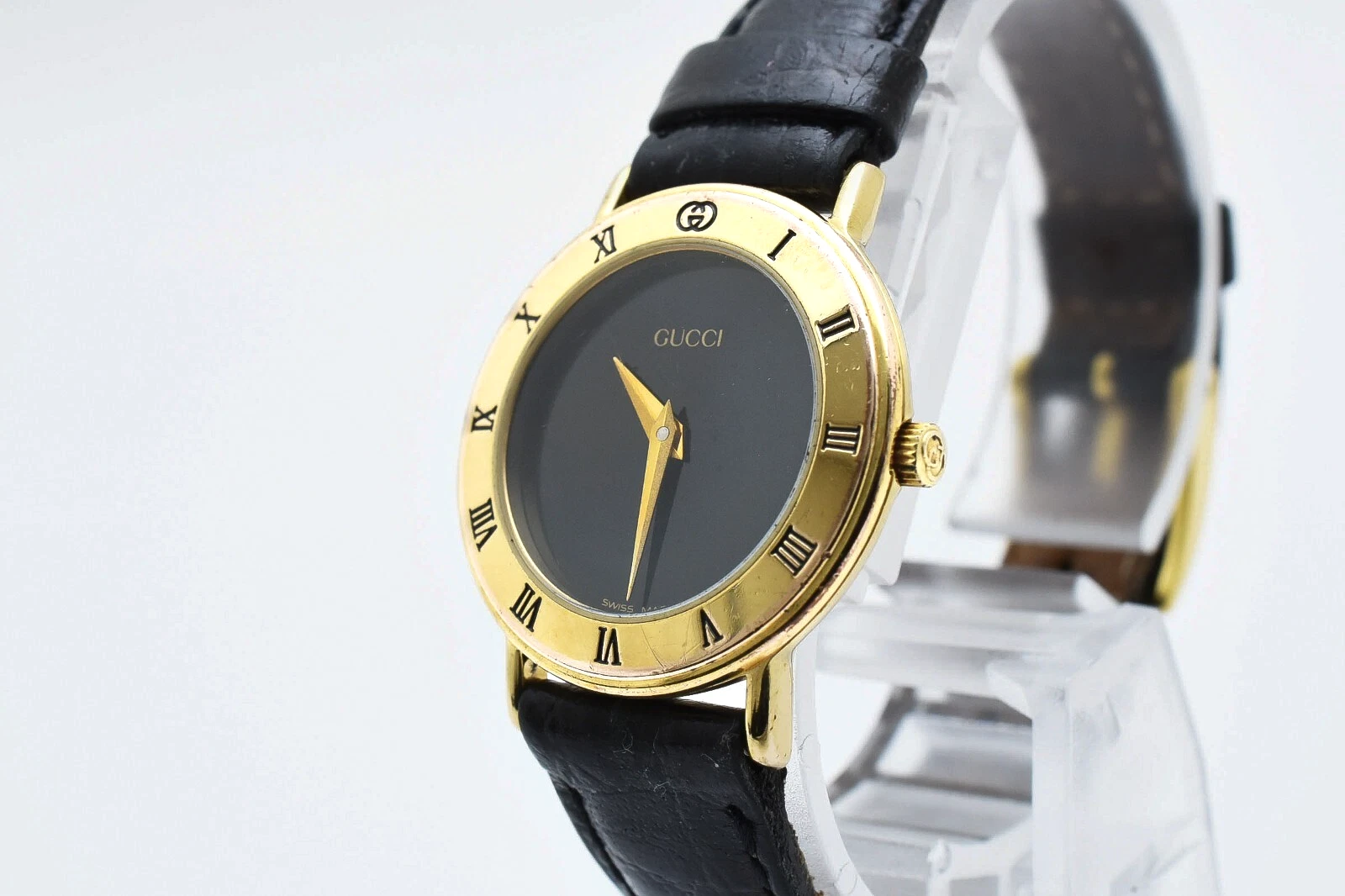 [Vintage] Montre femme GUCCI 3000,2,L quartz noir or romain 26 mm du JAPON