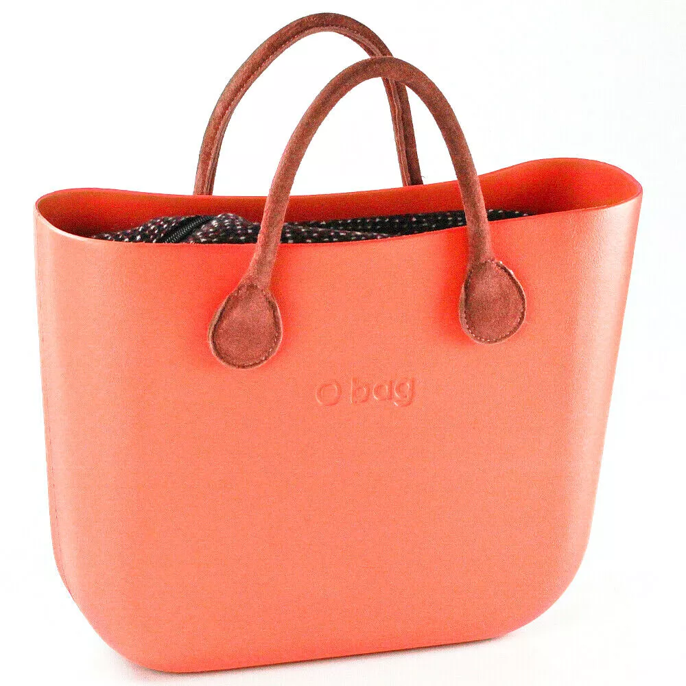 O BAG 9215 WOMEN'S BAG ORANGE COL. BROWN HANDLES WITH REMOVABLE BAG