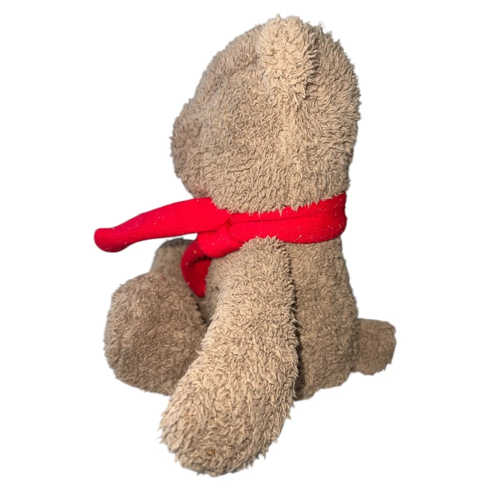 "Bufanda roja de oso de peluche marrón Carters peluche de vacaciones 10"" pulgadas" Foto 2 de 4