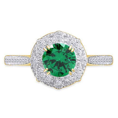 Round Blue Sapphire Halo Wedding Ring in 14K Gold Plated