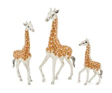 Saturno Silver and Enamel Giraffes  - Fully Hallmarked Sterling Silver