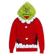 Dr. Seuss Grinch Costume Ugly Sweater Shirt Cosplay Hooded Hoodie Boy Girl XS-XL