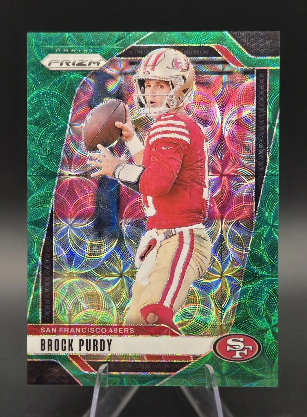 BROCK PURDY 2024 PRIZM FOOTBALL GREEN SCOPE PRIZMS #/75 *49ers