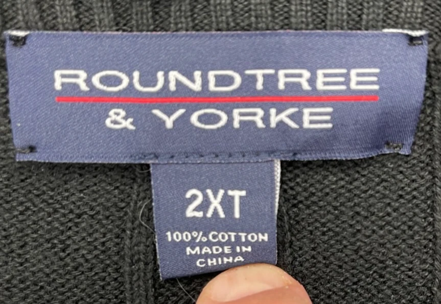 Suéter Pullover Tejido con Cable Roundtree & Yorke Para Hombre 2XLT Negro Manga Larga Nuevo sin Etiquetas Foto 4 de 4