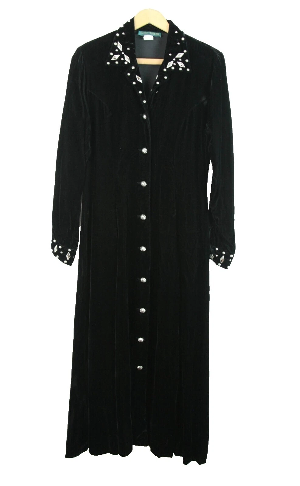 Terciopelo Negro Maxi Vestidos Vintage para Mujeres