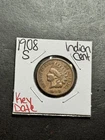 1908 S Indian Head Cent Penny FN Fine U.S. 1c Key Date Coin (Raw19165)