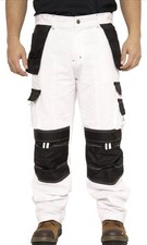 White Pants for Men Construction Painters Pant Utility Trousers Knee Pad Pockets