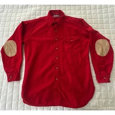 Vintage Pendleton Shirt Mens Large Red Virgin Wool Elbow Patches Made in USA