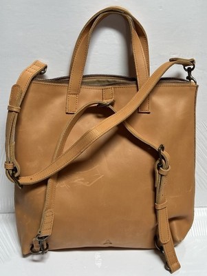 ABLE Abera Cognac Leather Convertible Backpack Bag Satchel Tote Purse $238 READ