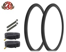 ALTA BICYCLE 27 x 1 1/4 BLACK TIRES ZIGZAG TOURING w/33mm SCHRADER Tubes (6pc).
