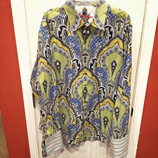 Robert Graham Shirt Mens 3XL French Cuff Paisley Long Sleeve Classic Fit