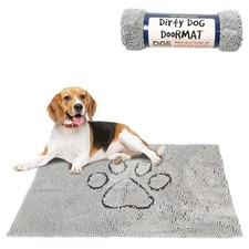Dog Gone Smart Dirty Dog Doormat - Fast Drying, Super Gripper Backing, Silver Gr