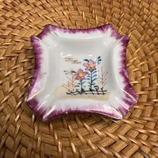 Vintage "Hand Painted Made In Japan" Floral Ceramic Ashtray /Trinket Dish