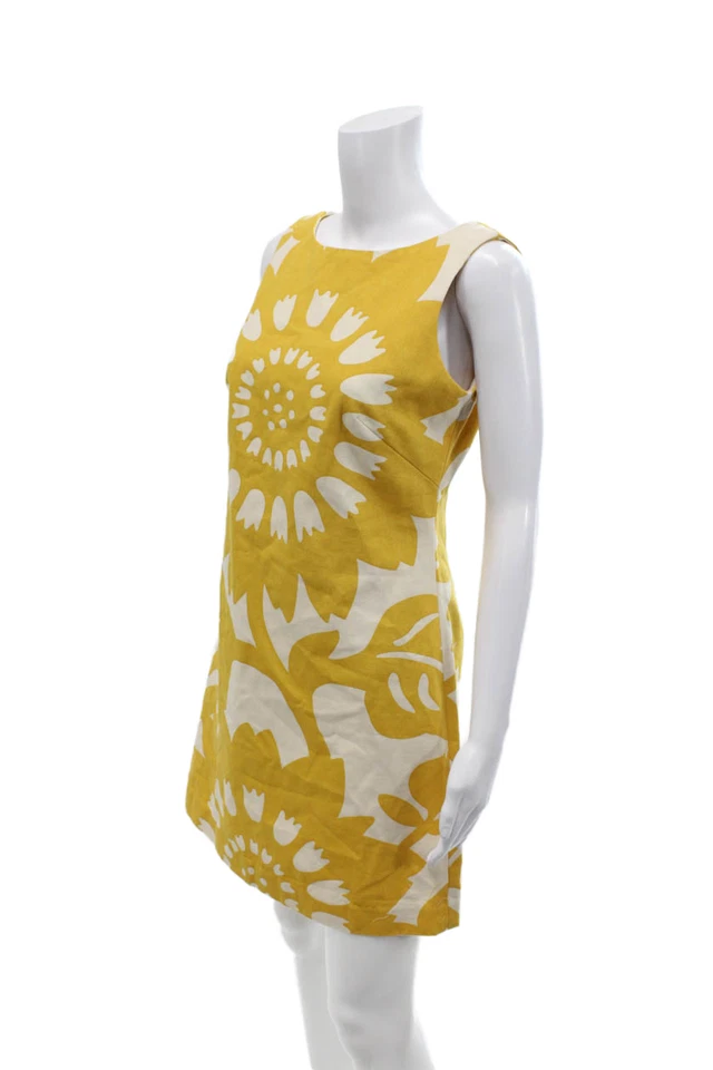 Vestido floral amarillo sin mangas cuello redondo de algodón Jack Rogers para mujer talla 04 Foto 2 de 4