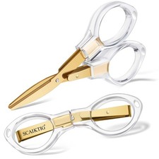3.8  Folding Travel Scissors Set 2 Pcs, Safety Small Mini Foldable Scissors A...