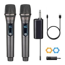 Wireless Microphone, Rechargeable Fixed Frequency Wireless Dual Microphone,Ha...