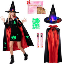 Light-Up Halloween Bundle costumes,Glow Spider Witch hats  Cape, Night...