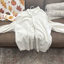 Banana Republic Slim Fit Men s White Dot Woven Cotton Long Sleeve Button-Up XXL
