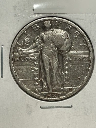 1927 P Silver Standing Liberty Quarter, nicks and scrapes