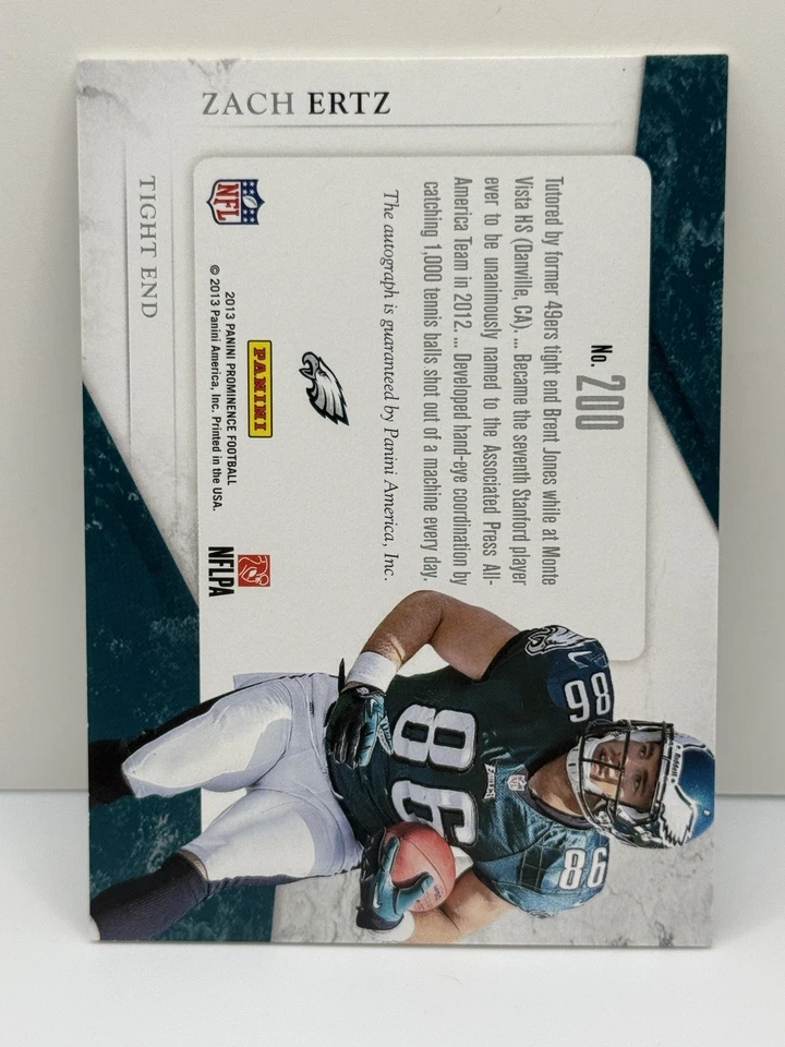 2013 Panini Prominence Rated Rookie - Zach Ertz #200 RC /100 Auto SP Autograph - Image 2 of 2