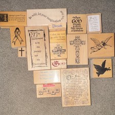 Vtg Rubber Mounted Stamps Lot Religious Words
