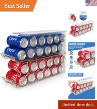 Soda Can Organizer with Lids, Stackable Soda Can Dispenser for Refrigerator, ...