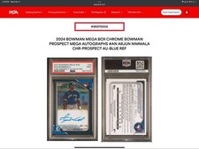 Arjun Nimmala 2024 Bowman Chrome Blue Refractor Auto /150 PSA 9
