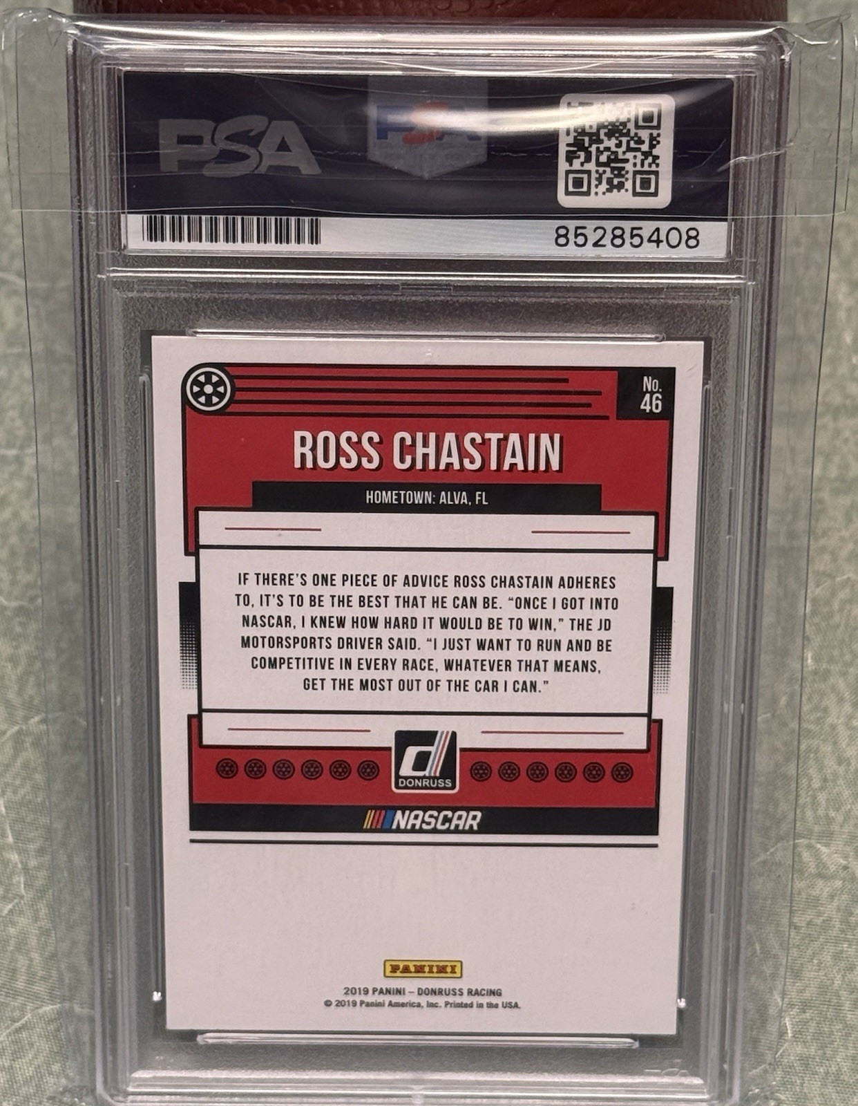 Ross Chastain 2019 Panini Donruss Racing Signed Card PSA/DNA Authentic NASCAR view 2