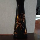 Black Gold Glass Bottle Vase Asian Pagoda Decorative Glossy Finish — photo 1