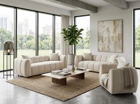Beiges Wohnzimmer-Set 3+3+1-Sitzer-Sofas Stoffsofas WohnzimmermöBel