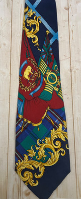 V2 Gianni Versace Neck Tie Medusa Logo Baroque Multi-Color Floral Made in Italy