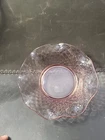 Vintage Diamond Quilted Pink Depression Glass Ruffle Bowl 2.25" x 7"