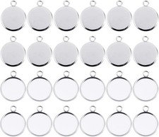 70piece Pendant Trays Stainless Steel Round Blank Bezels For Jewelry Making Di