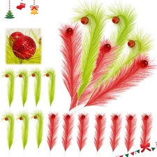 Christmas Tree Topper 14'' Artificial Branches with Red Berries Stems,Christm...