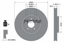 2x TEXTAR PRO Bremsscheiben Vorne für TOYOTA CELICA (ZZT23) 330mm 92178103