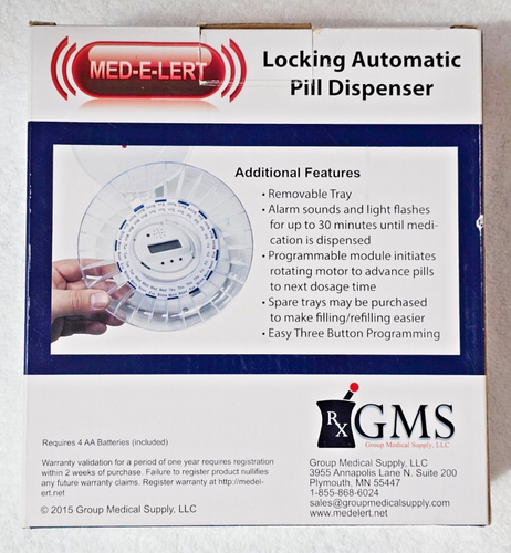 Med-e-lert Automatic Pill Dispenser 28 Day 7 Day 4 Times Needs KEY - Works Great - Picture 8 of 10