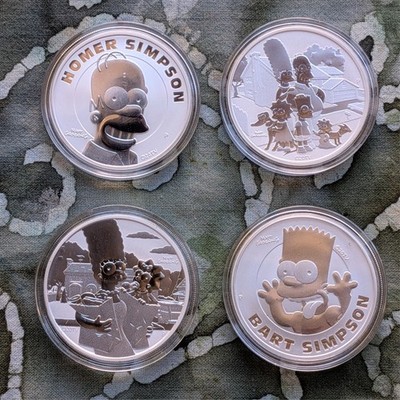 4pc Tuvalu  Simpsons  .999 Silver Coin set Each from a Small 25k mintage!  Mint