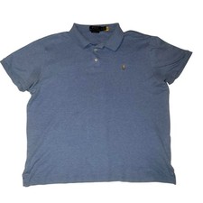Polo Ralph Lauren Polo Shirt Mens Large Blue Heather Custom Slim Fit FLAW