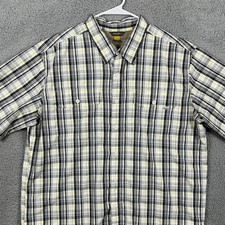 Eddie Bauer Travex Nylon Blend Shirt Hiking Mens TXL Tall Gray Plaid Button Up