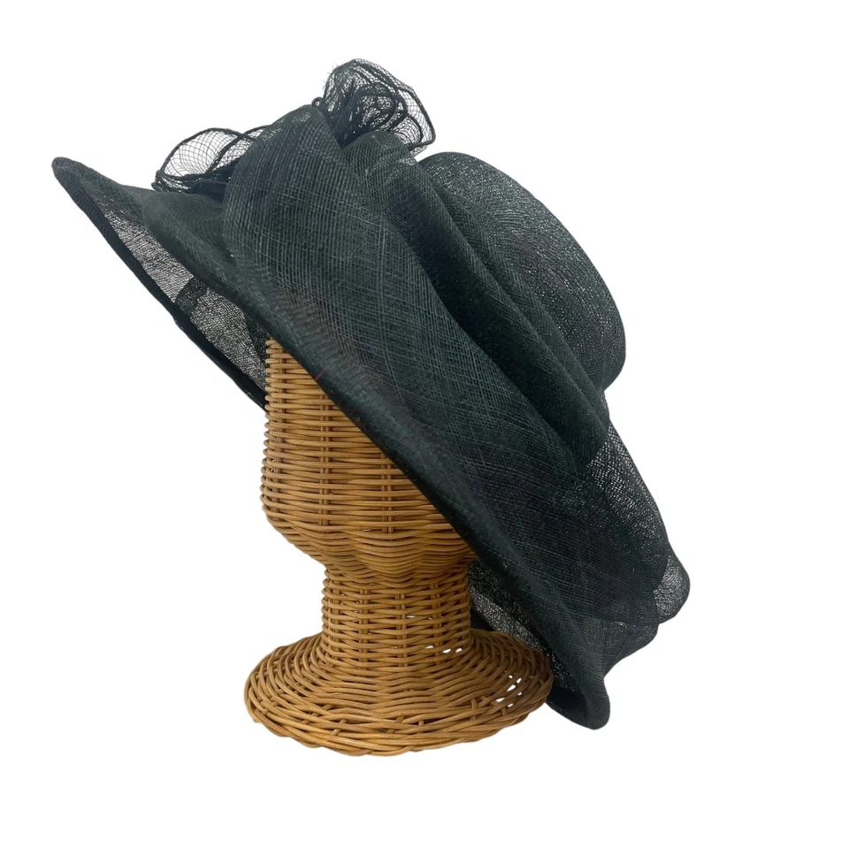 Sombrero de iglesia/pascua/derby de malla negra con cuentas y perlas sin marca Foto 3 de 4