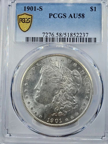 1901-S Morgan Silver Dollar - PCGS AU 58 - Gold Shield