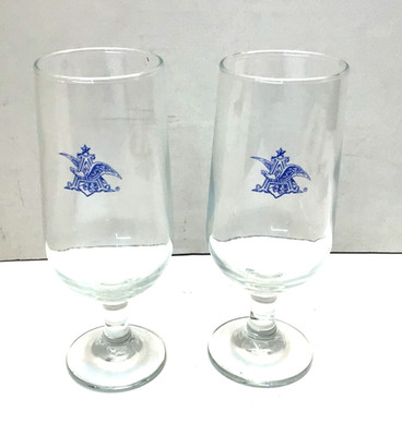 Vintage Libby Stemmed 12 oz. Anheuser-Busch Beer /Pilsner Glasses. Blue Eagle