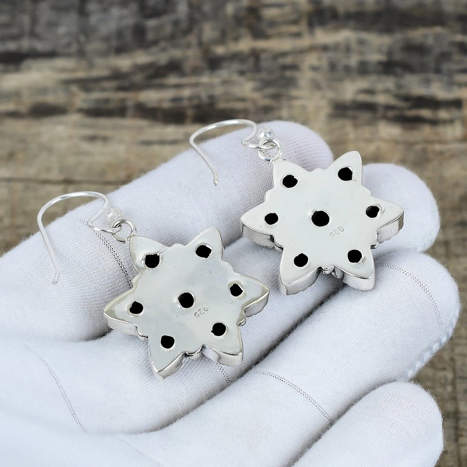 Orecchini In Onice Nero In Argento Sterling 925 Fatti A Mano Gioielli Per Regalo - Immagine 4 di 4