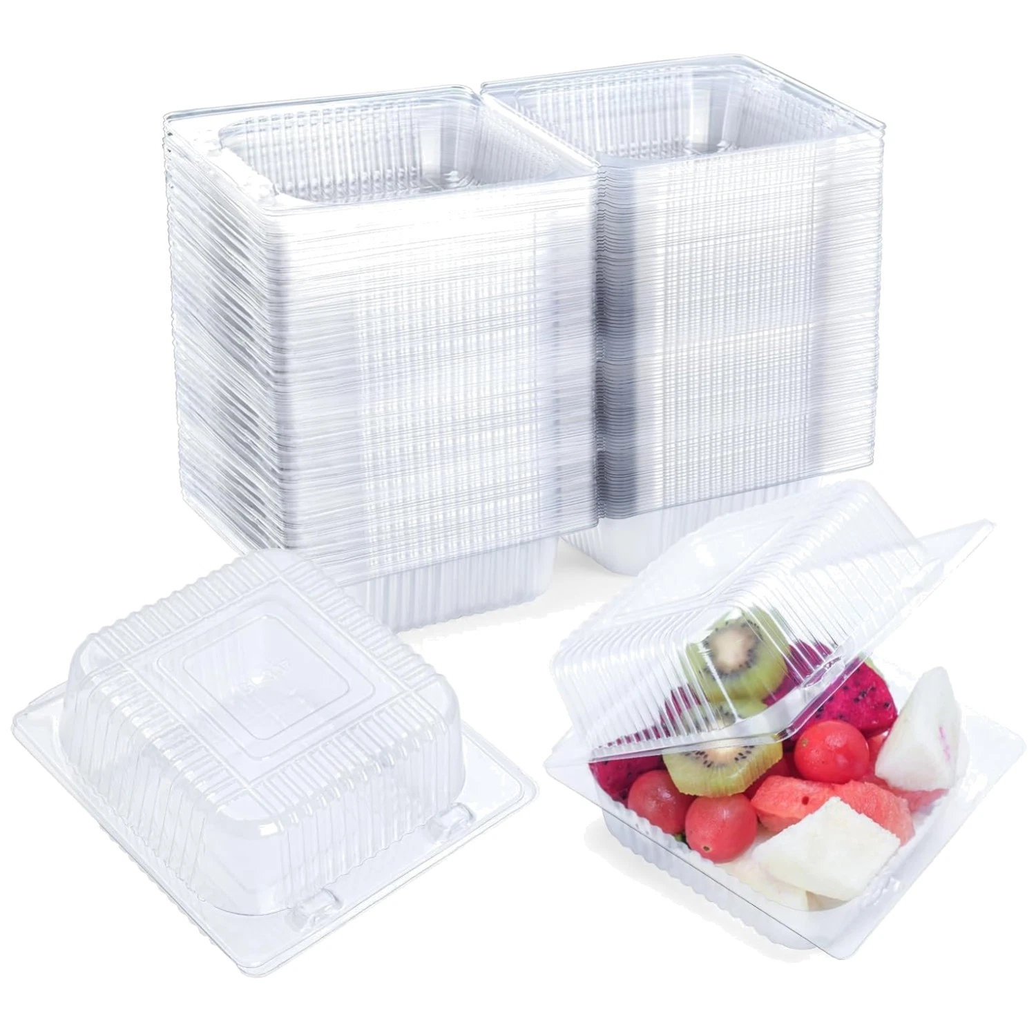 Salad & Fruit Storage Boxes - 100 Pack Disposable Containers